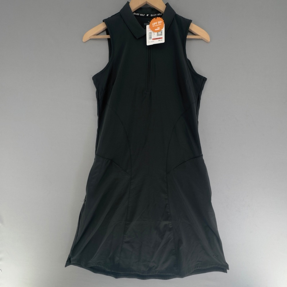 Puma W Cruise Golf Dress Black Sleeveless Quarter Zip UPF 50+ 532994-02 XS